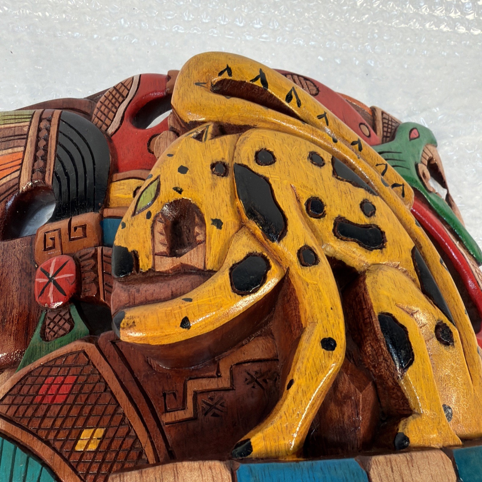 Hand-Carved Wooden Mayan Mask From Mexico