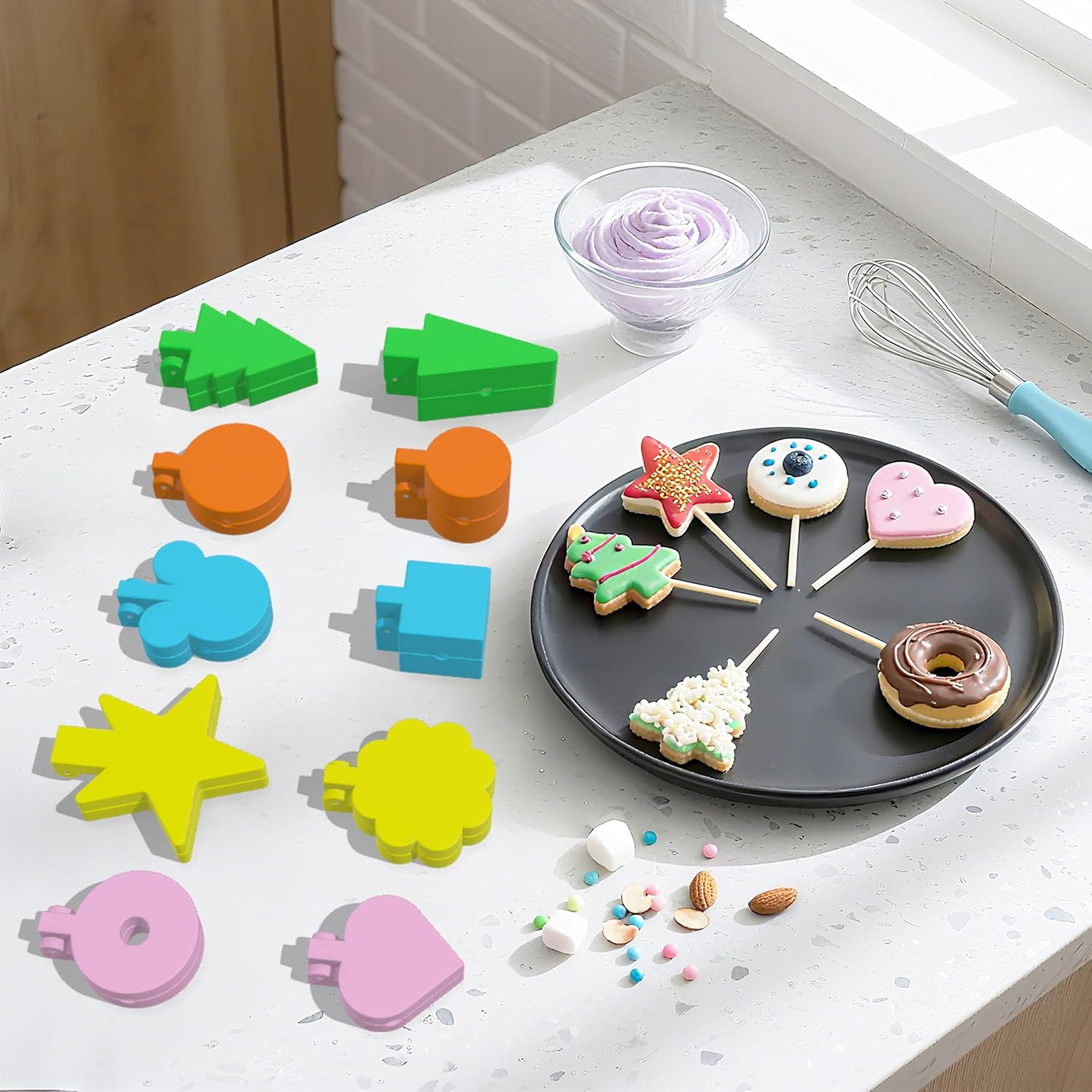 10-Piece Cake Pop Mold Set with Various Shapes for Baking and Celebrations