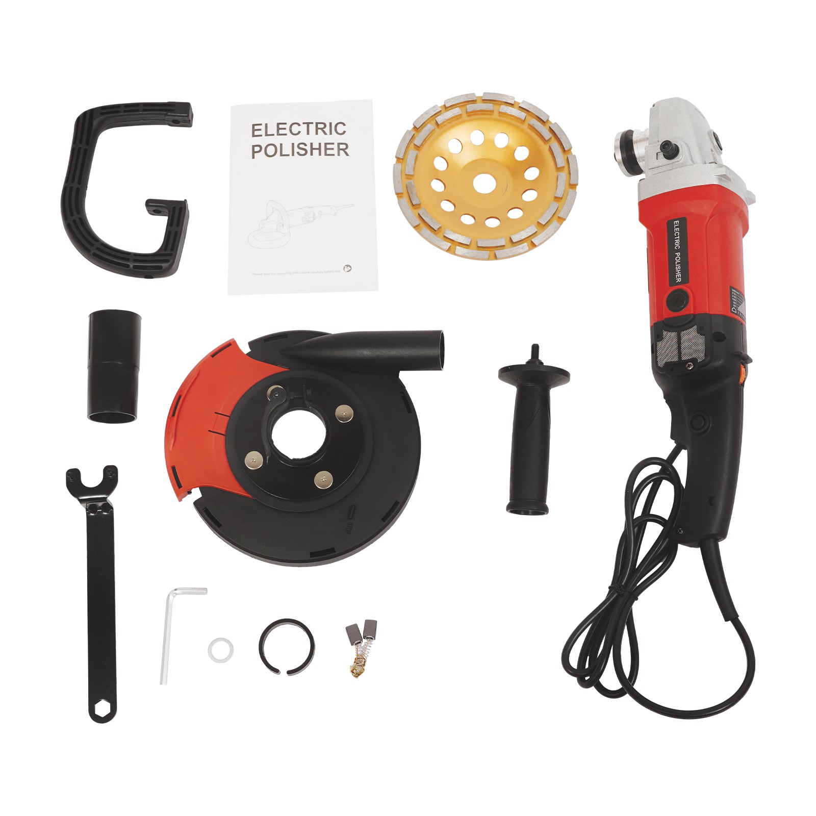 Handhold Concrete Grinder Adjustable Grinding Machine with Dust Extraction Port