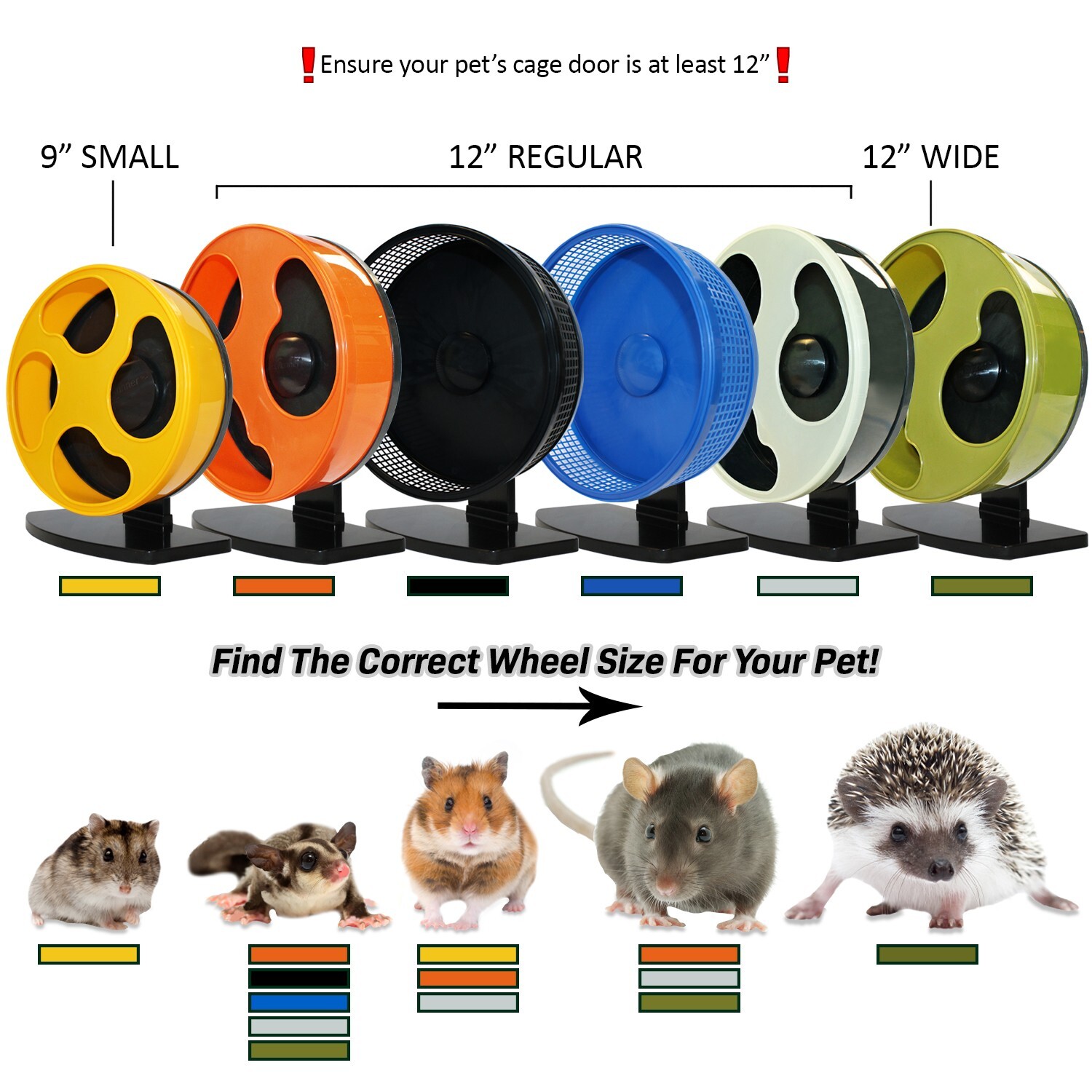 Silent Runner Wheel 12" Wide - Pet Exercise Wheel - Hedgehog, Sugar Glider, Rat