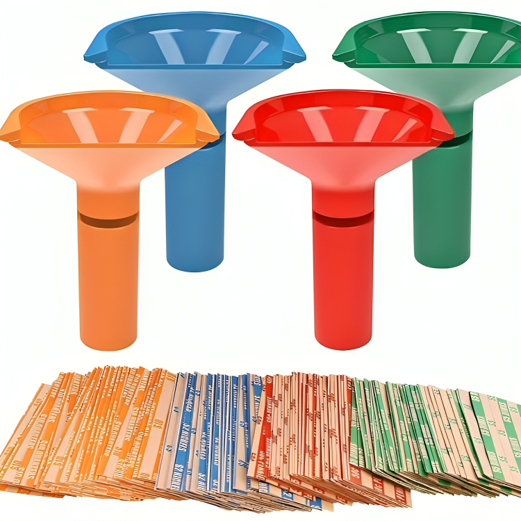 100 Assorted Flat Coin Wrappers-4 Coin Sorters Tubes-Penny,Nickel,Dime,Quarter
