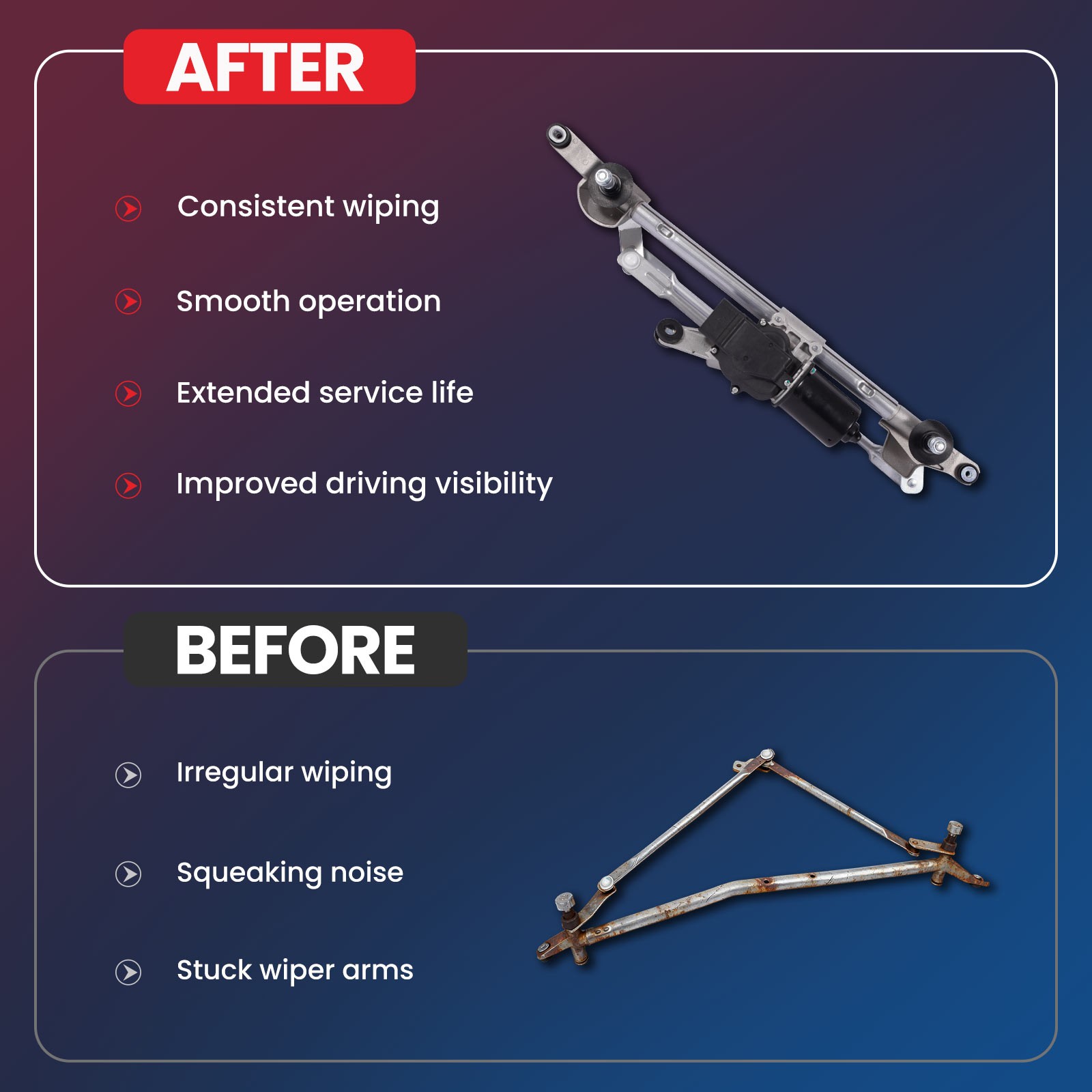 Front Wiper Linkage & Motor Assembly Fit 10-17 Chevrolet Equinox GMC Terrain