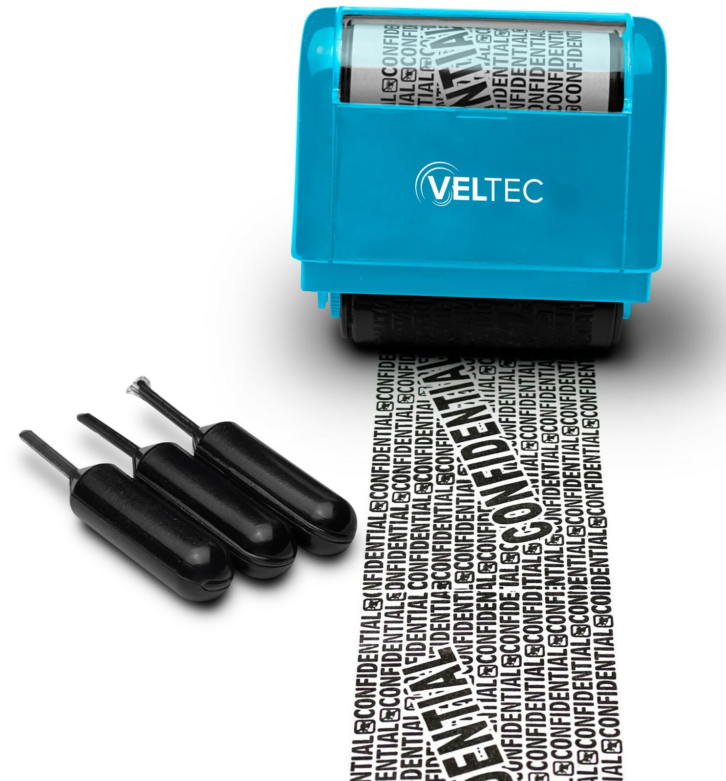 Veltec Identity Protection Anti-Theft Roller Guard Stamp w/ FREE 3 Pack Refills