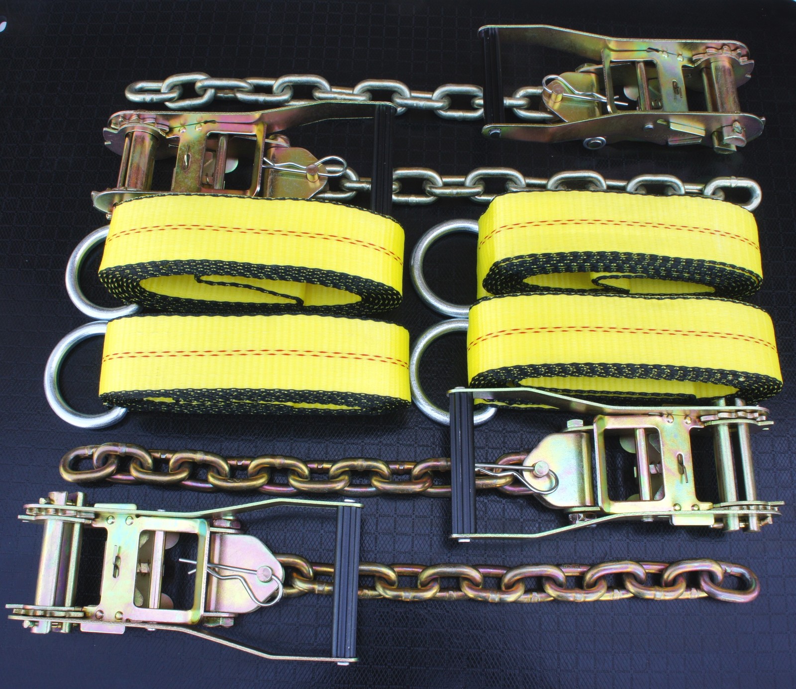 4 Pack 2" Chain Ratchet & Lasso Strap Flatbed Tow Truck Wrecker Car Hauler Strap