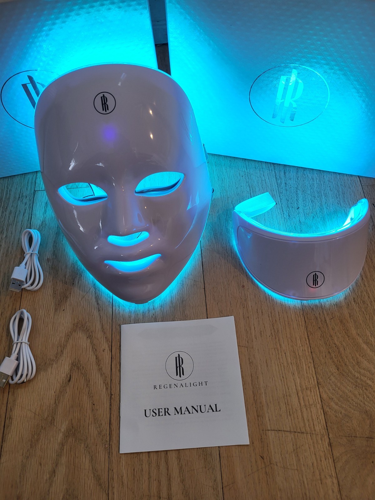 Regenalight Red Light Therapy Mask and Neck Piece. 7 light options in 1 mask.