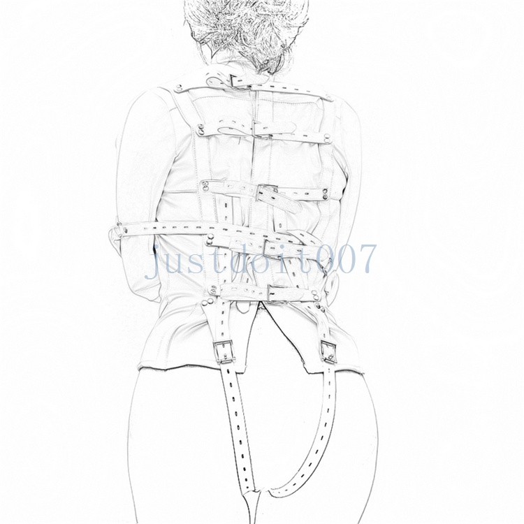 S/M L/XL Genuine Leather Professional Quality Straight Jacket Straps Adjustable