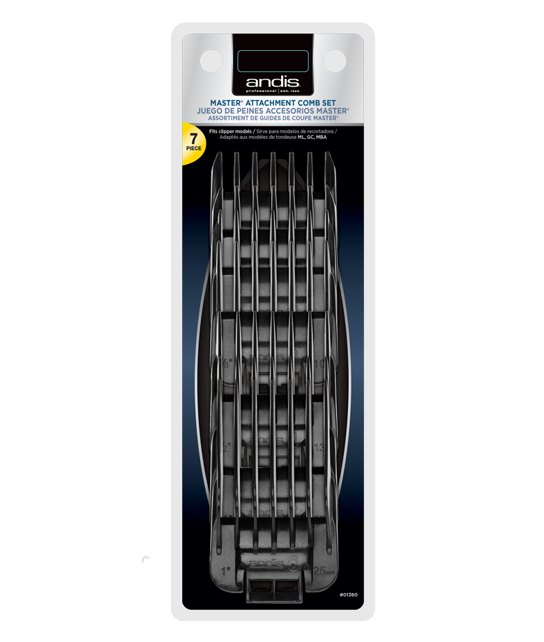 Andis #01380 7 Piece Attachment Comb Set Guards For Master Fade Clippers NEW