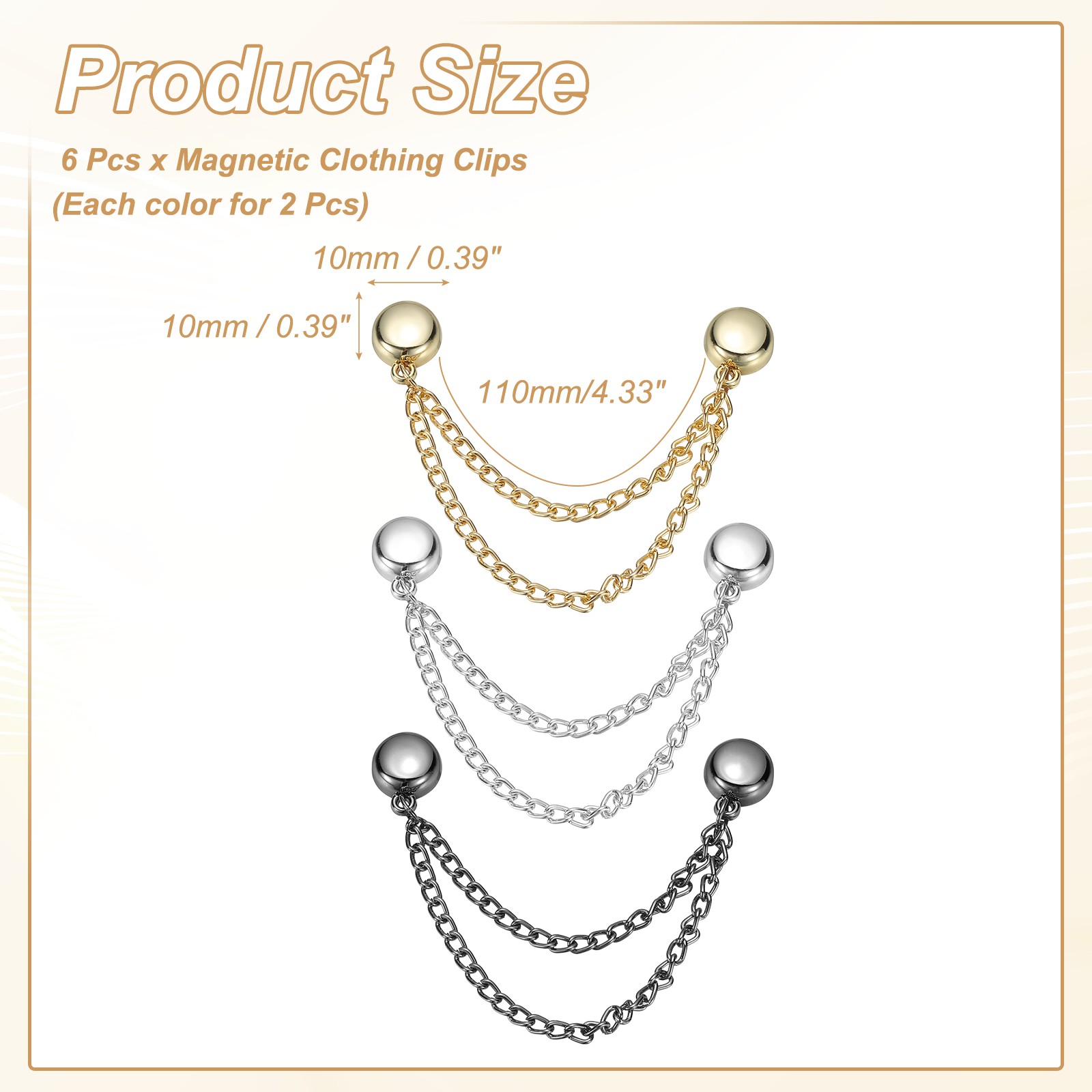 Metal Magnetic Clothing Clips, Magnetic Button Clips,Gold,Silver,Black