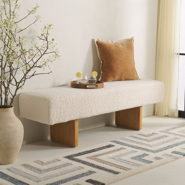 Safavieh RYER FAUX SHEARLING BENCH, Reduced Price 2172778583 BCH4500B