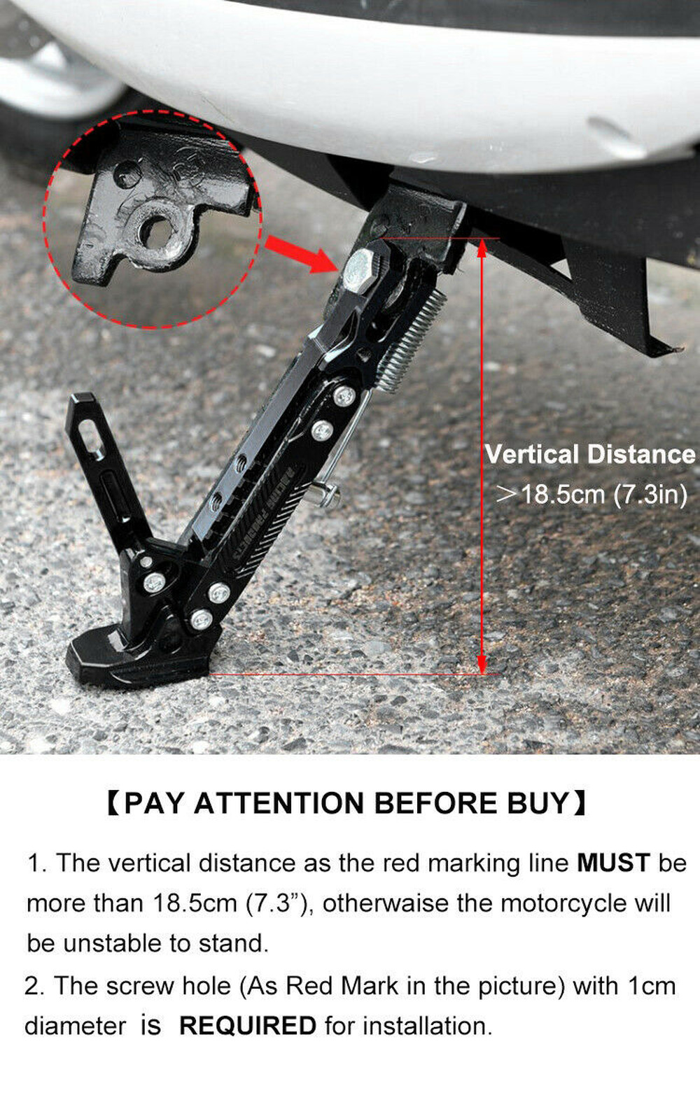 Universal Adjustable Aluminum Alloy Motorcycle Side Stands Kickstand Holder CNC