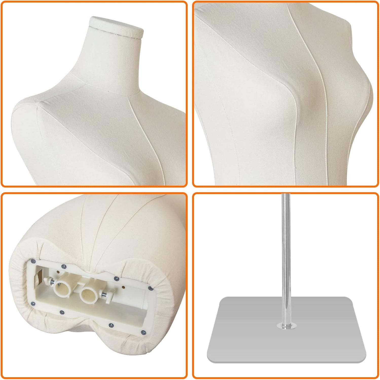 Female Mannequin Torso, Adjustable Dress Form 50"-70" with Metal Base