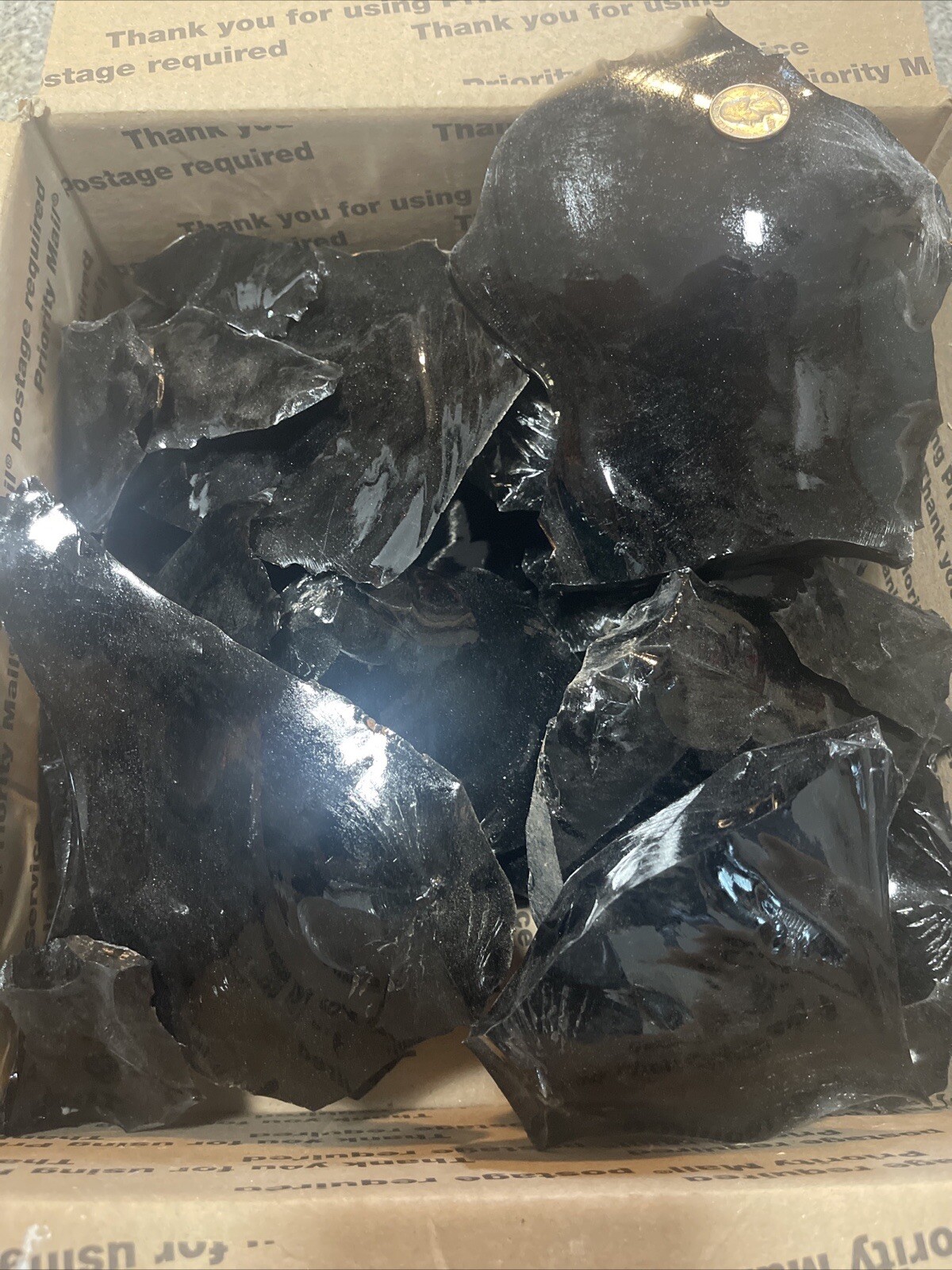 FLINT KNAPPING OBSIDIAN MATERIAL PREFORMS/BIG SPALLS 3 Lb