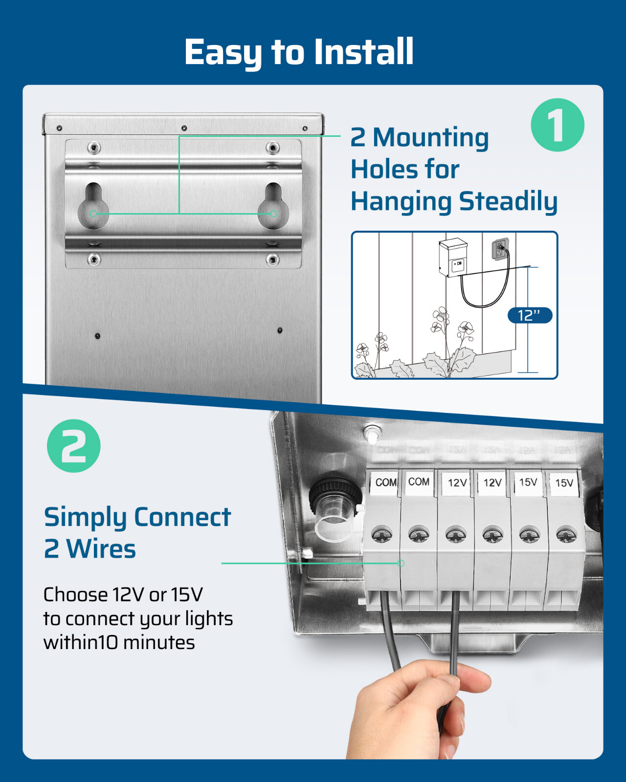 DEWENWILS 300W Low Voltage Landscape Transformer with Photocell Sensor & Timer,