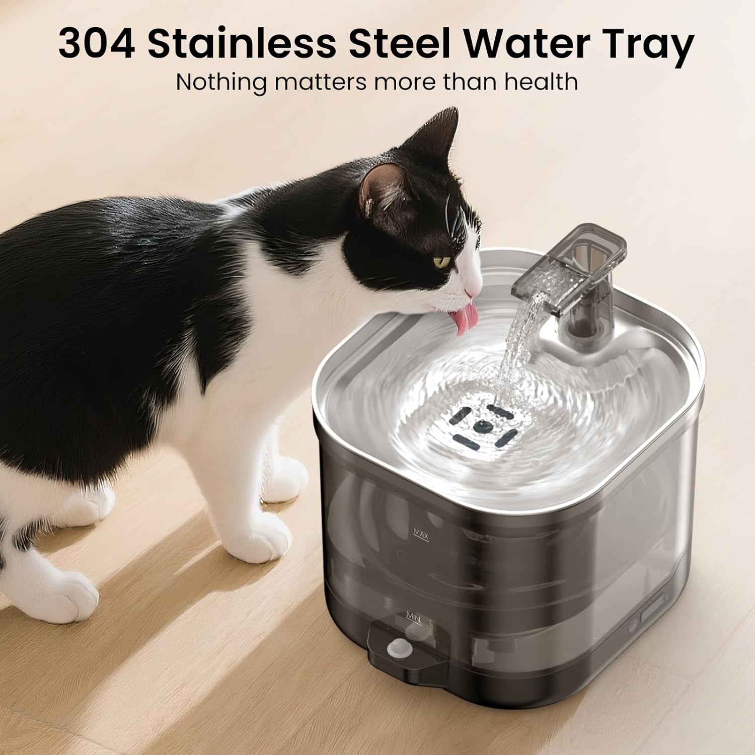 Wireless Cat Water Fountain with External Pump, 5000mAh Battery, Rechargeable