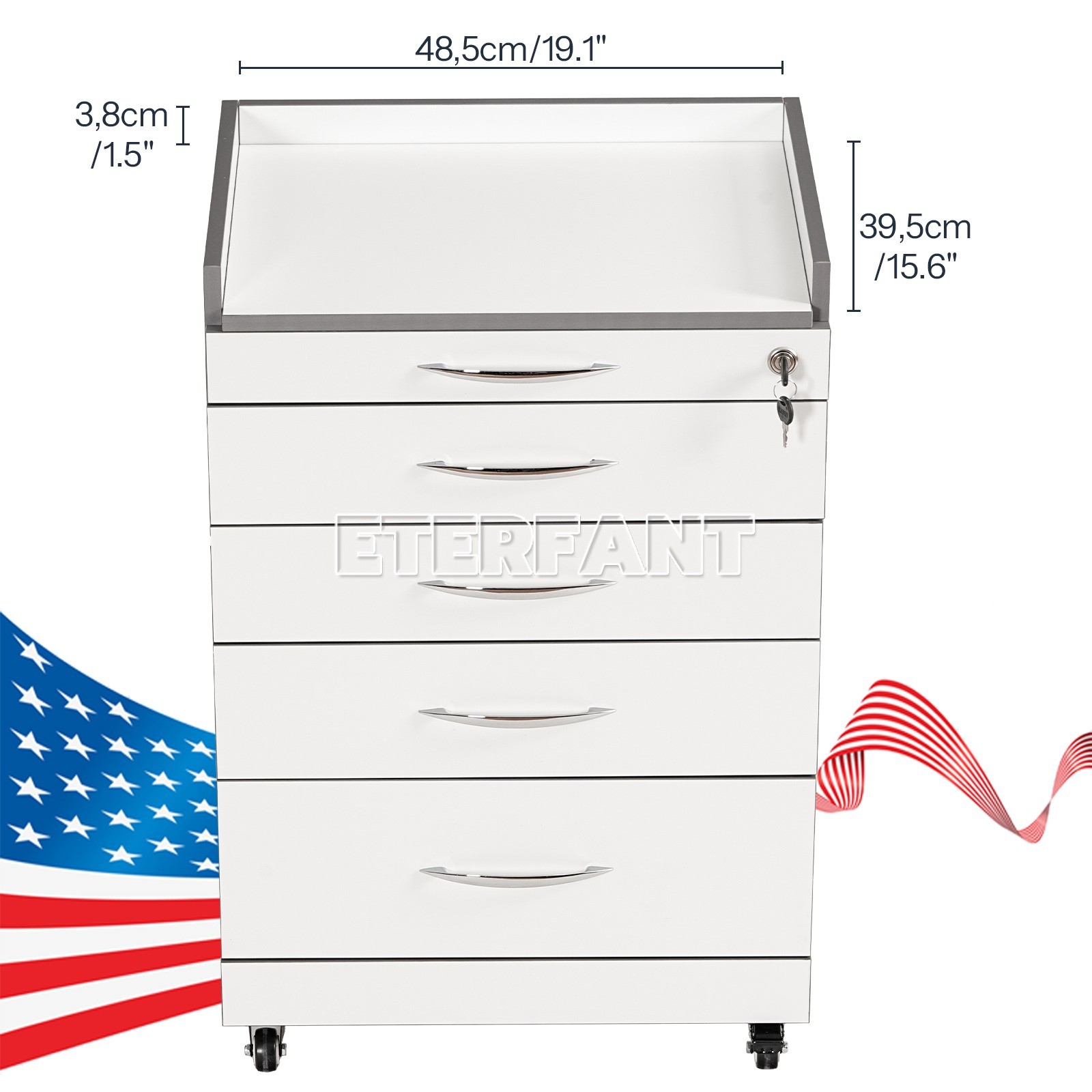 4/5 Drawers Dental Medical Trolley Acrylic Wooden Cabinet Rolling Cart w/Socket