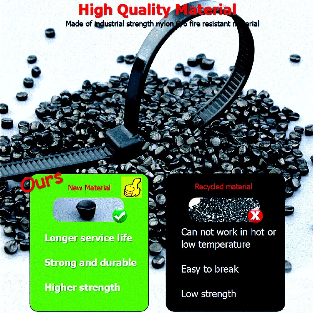 (24" INCH) 10 - 20 PACK BLACK CABLE ZIP TIES Heavy Duty UV Resistant Nylon 66 UL