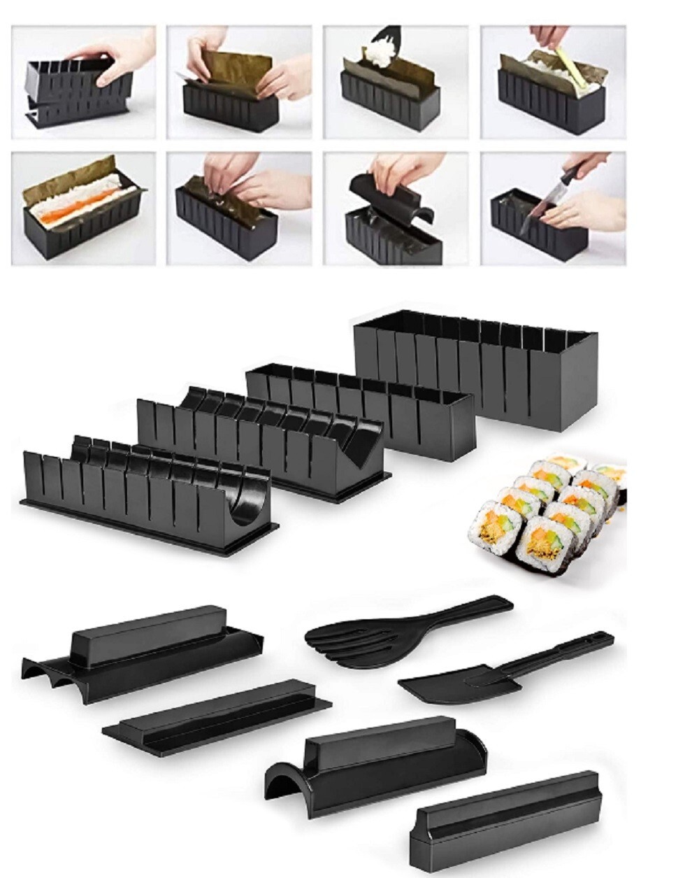 DIY Sushi Making Kit Sushi Roller Rice Ball Mold Accessories