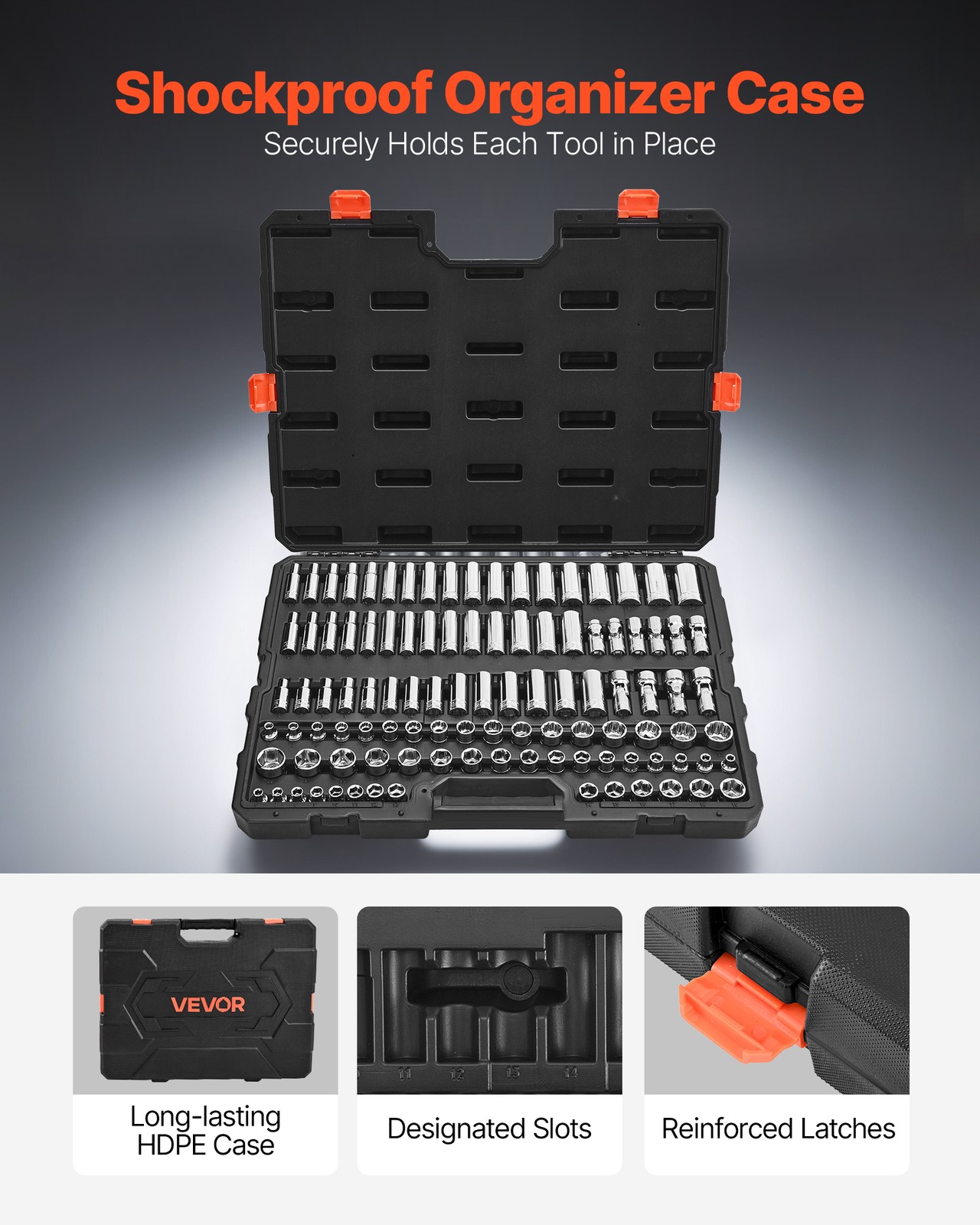 VEVOR Socket Set Socket Tool Set 104 Pieces 3/8 inch Drive Automotive Repair