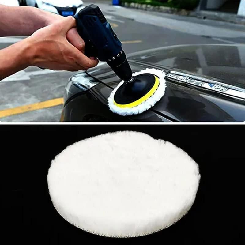5PCS 6" Buffing Polishing Pad Wool Wheel Mop Kit For Car Polisher Drill Adapter