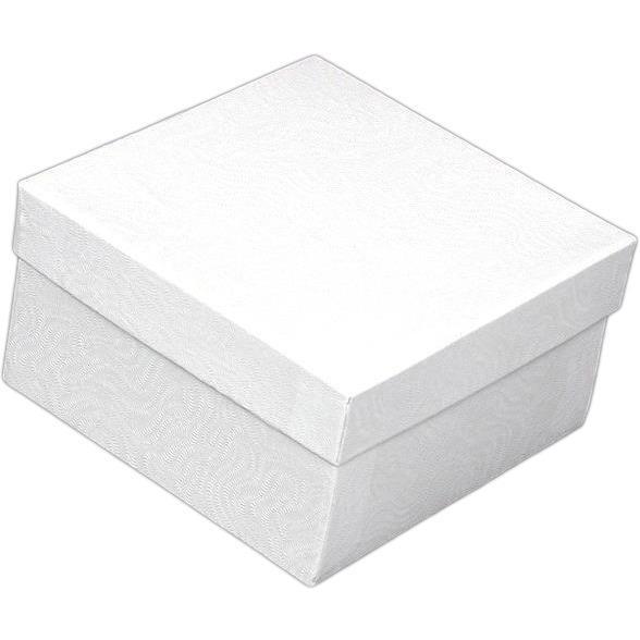 White Swirl Cotton Filled Jewelry Display Gift Box 3 3/4" x 3 3/4"
