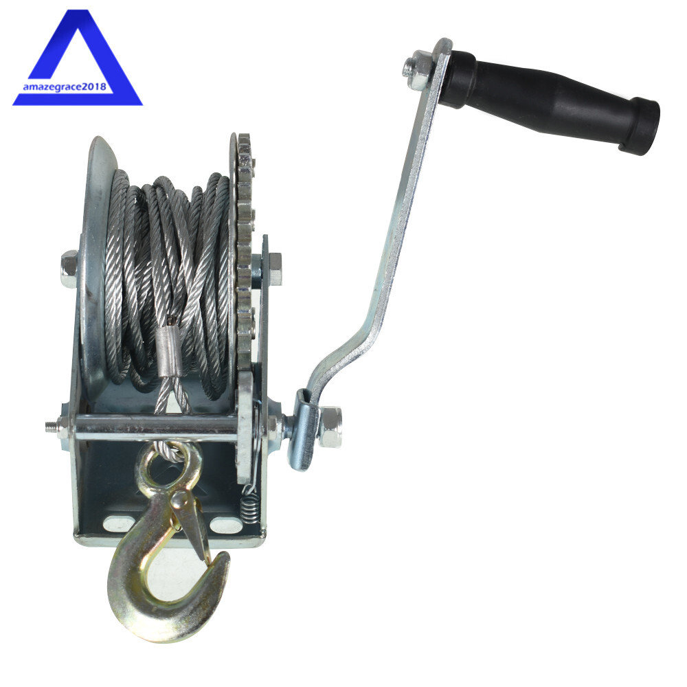 1600lbs Hand Winch Boat Winch Hand Crank Winch W/10m (32ft) Cable Manual Winches