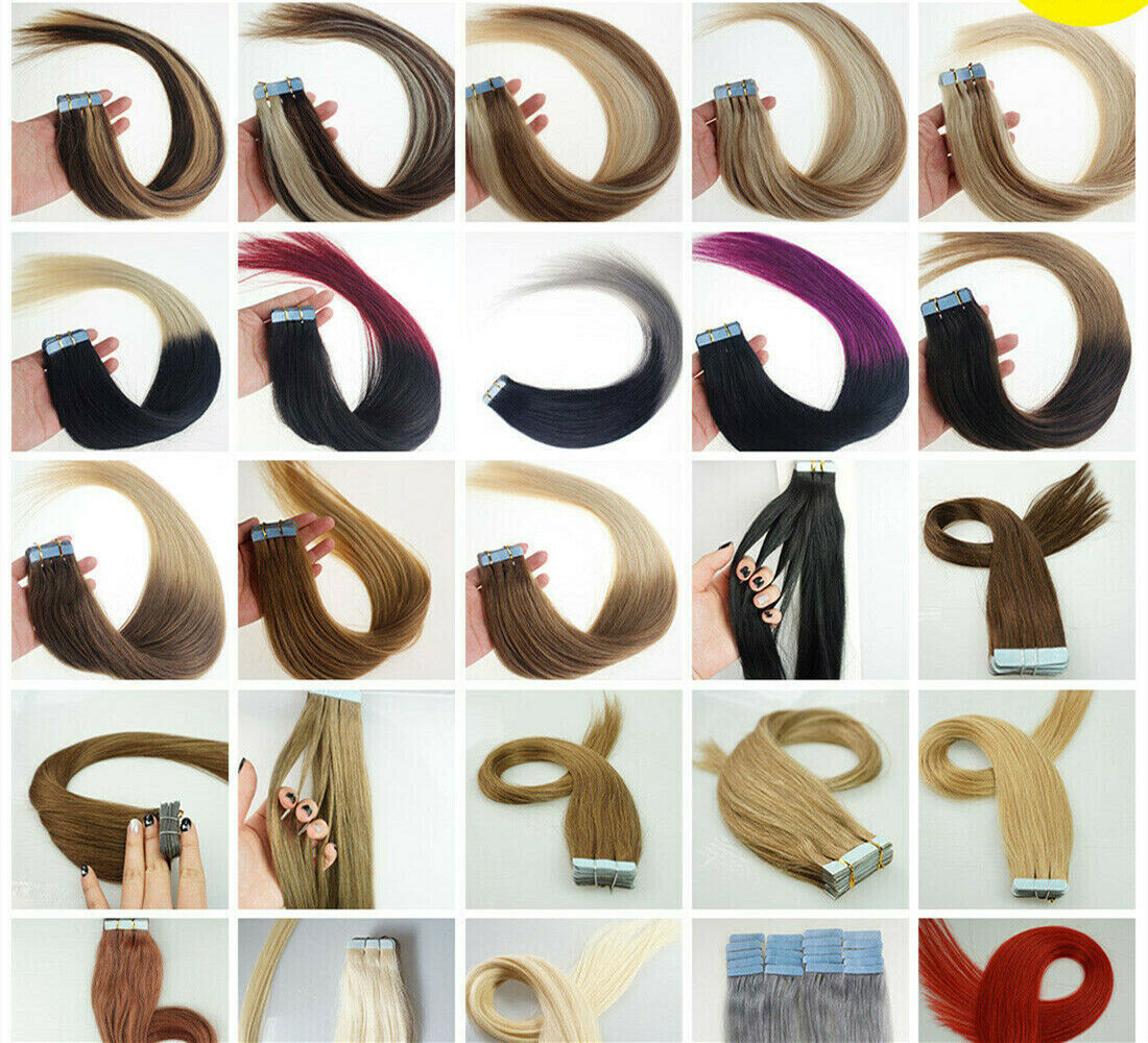 Seamless Tape in Human Hair Extensions Skin Weft Tape-on Real Thick Hair 16-26in
