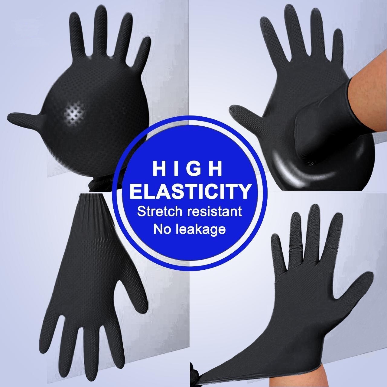 GP Craft Black Nitrile Gloves Diamond Grip 8Mil Disposable Latex Free 1000/Case