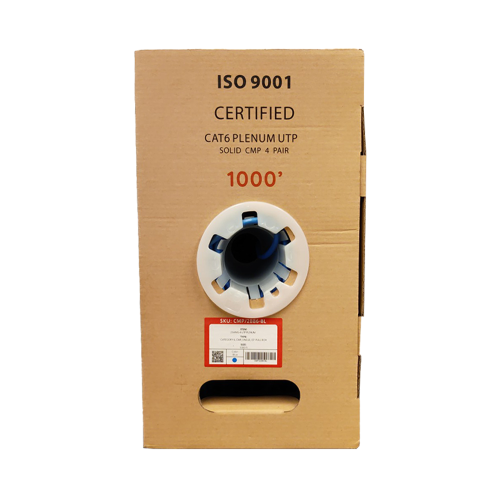 Cat6 Plenum 1000ft 550 Mhz Ethernet Cable Blue, White, Black, Purple And Yellow