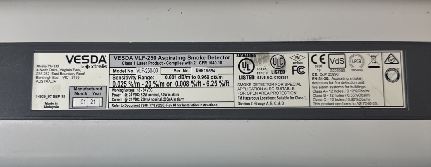 Vesda Laser Focus VLF-250 Used