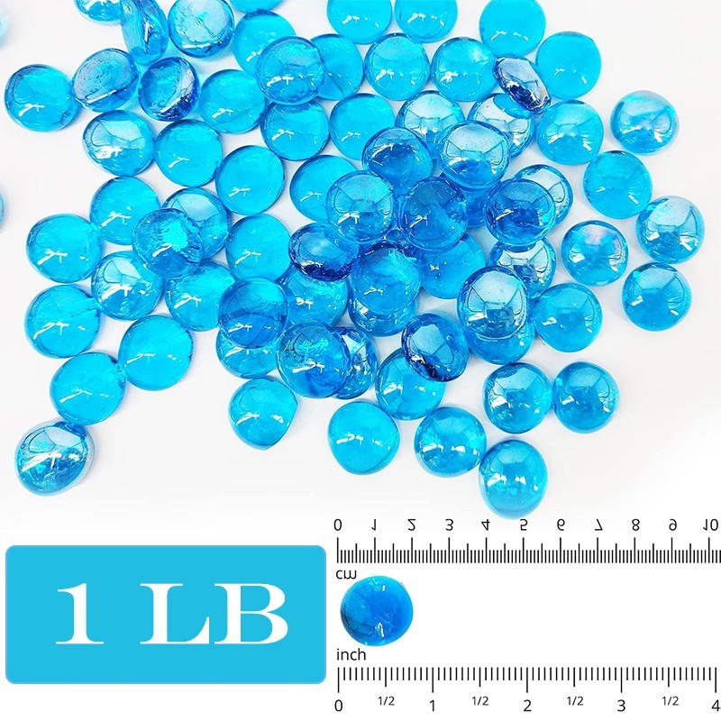 1-5lb Blue Fire Glass Beads - Suitable for Fireplaces | Landscaping | Fish Tanks