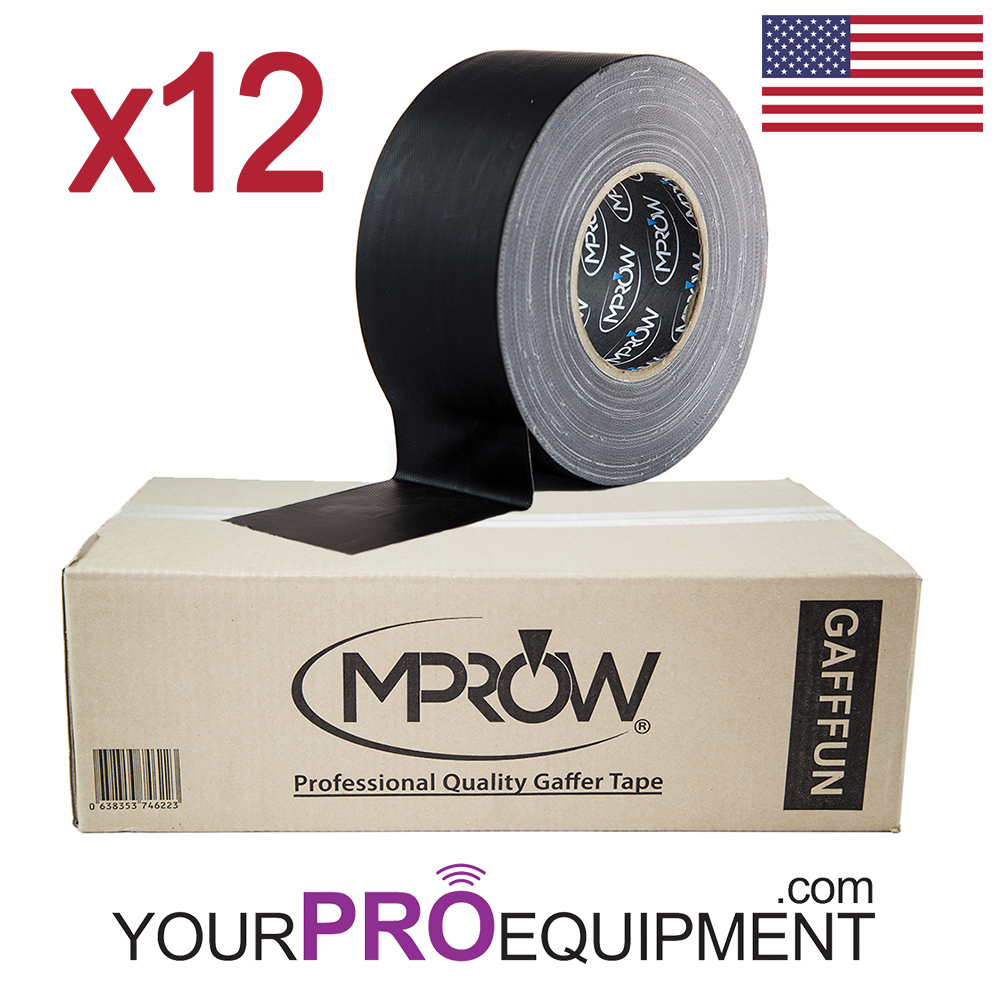 12x MPROW Gafffun Gaffer Tape 3" 180' Black Matte (No residue) Gaff 60 Yards