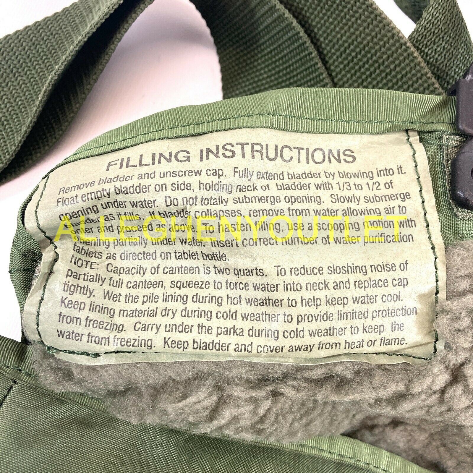 USGI Military 2 Quart OD Canteen Cover w/ Strap for 2 QT Canteen Bladder VGC