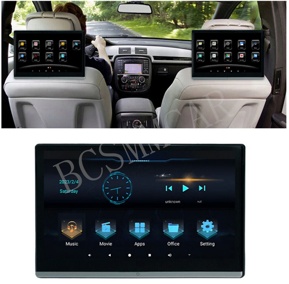 2pcs Android 11 Car TV Touch Screen Headrest Monitor For Rear Seat Entertainment