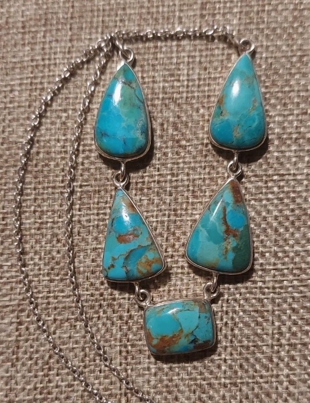 New Sterling Silver & Mojave Turquoise Necklace