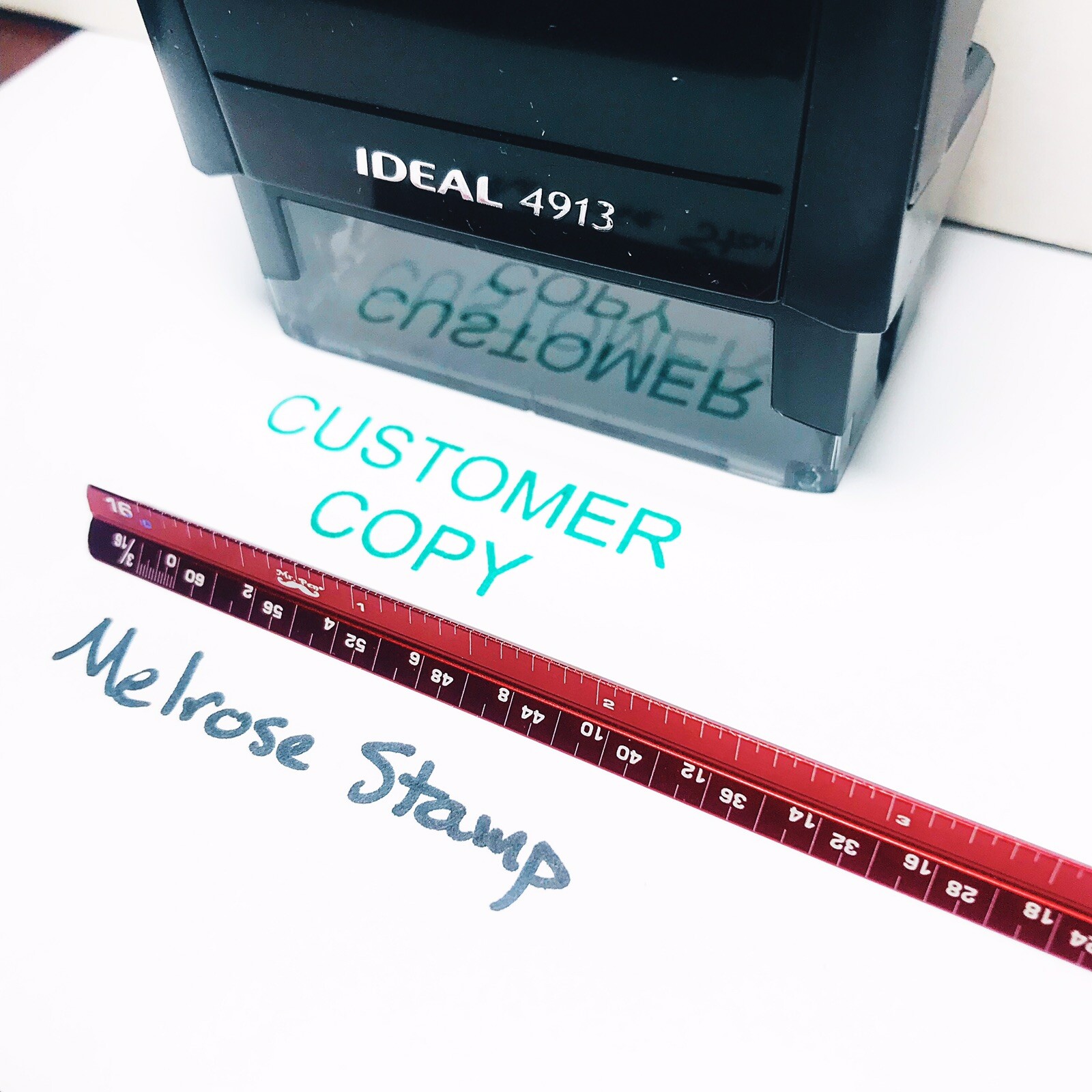 Customer Copy Rubber Stamp Green Ink Self Inking Ideal 4913