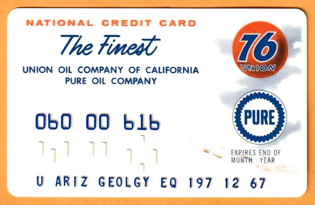Union 76 / Pure Oil Company National Credit Card 1967 University of Arizona tac1