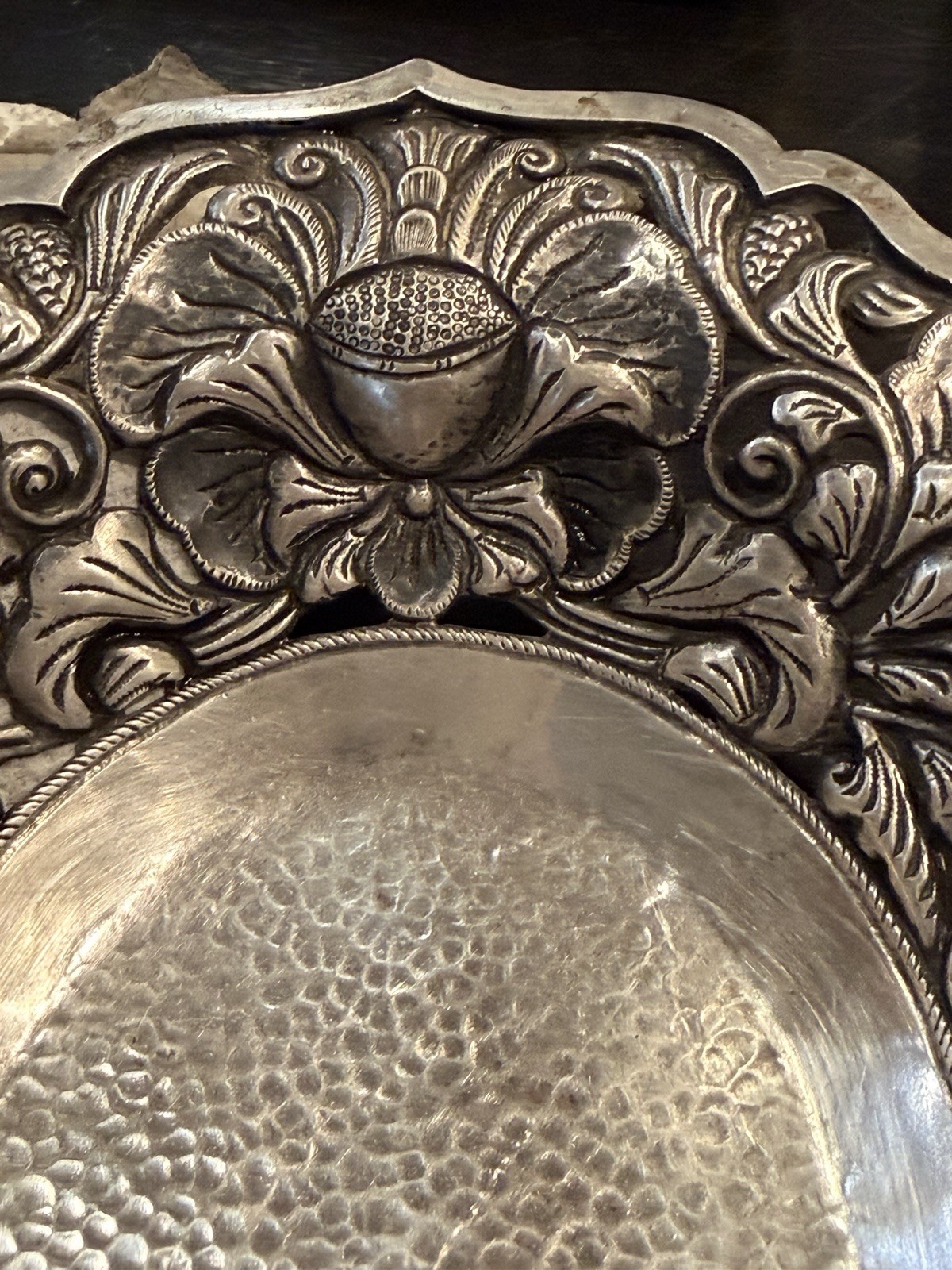 Art Nouveau Repousse 800 Sterling Silver Soap Candy Nut Trinket Bowl Dish KS