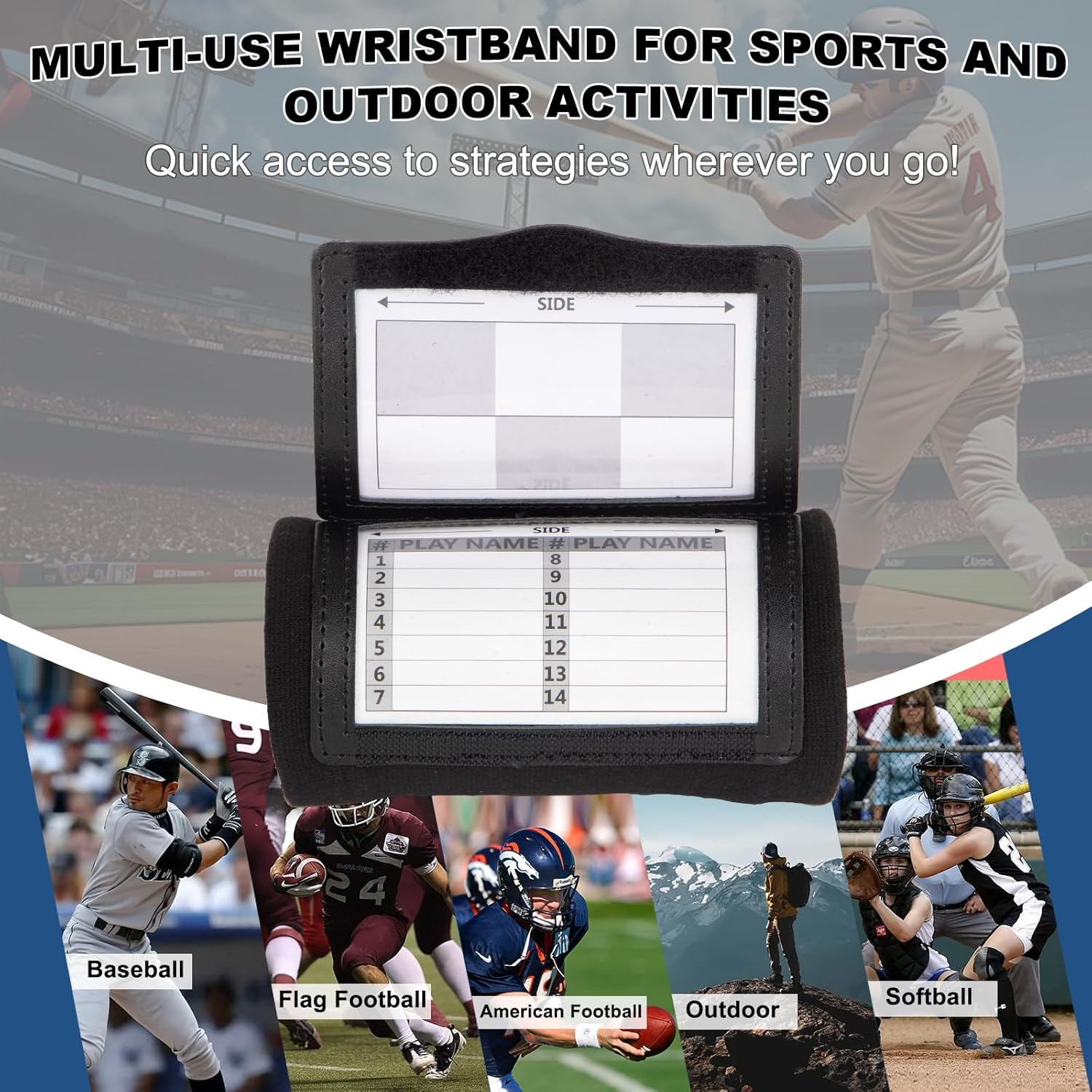 Football Wristbands with 5 Playbook Cards, Clear PVC Windows Wristbands Sports f