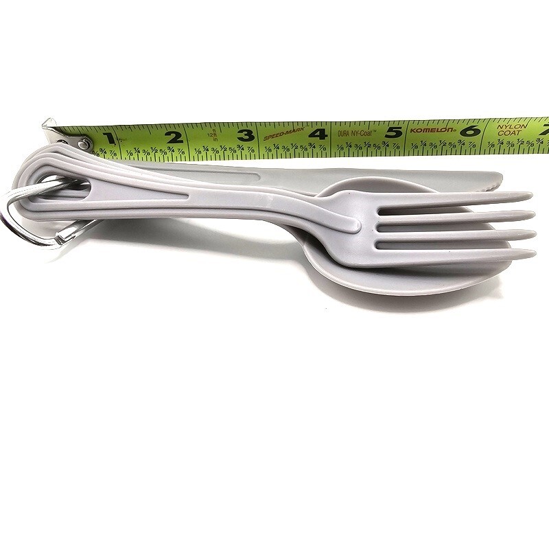 Camping Cutlery Utensil Set Carabiner Knife Fork Spoon Durable Reusable Hiking