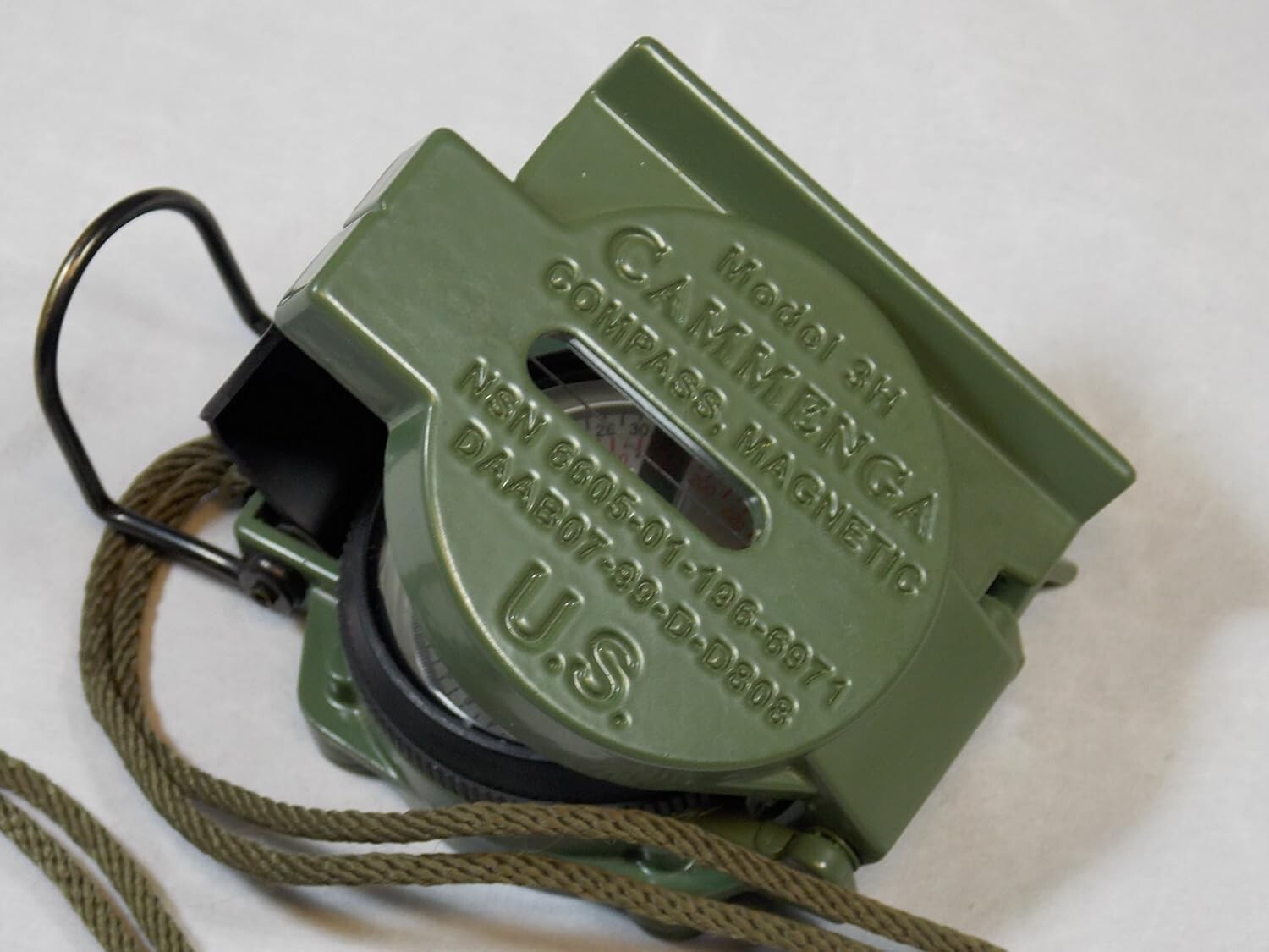 US Military Phosphorescent Lensatic Compass, Olive Drab Waterproof with Pouch