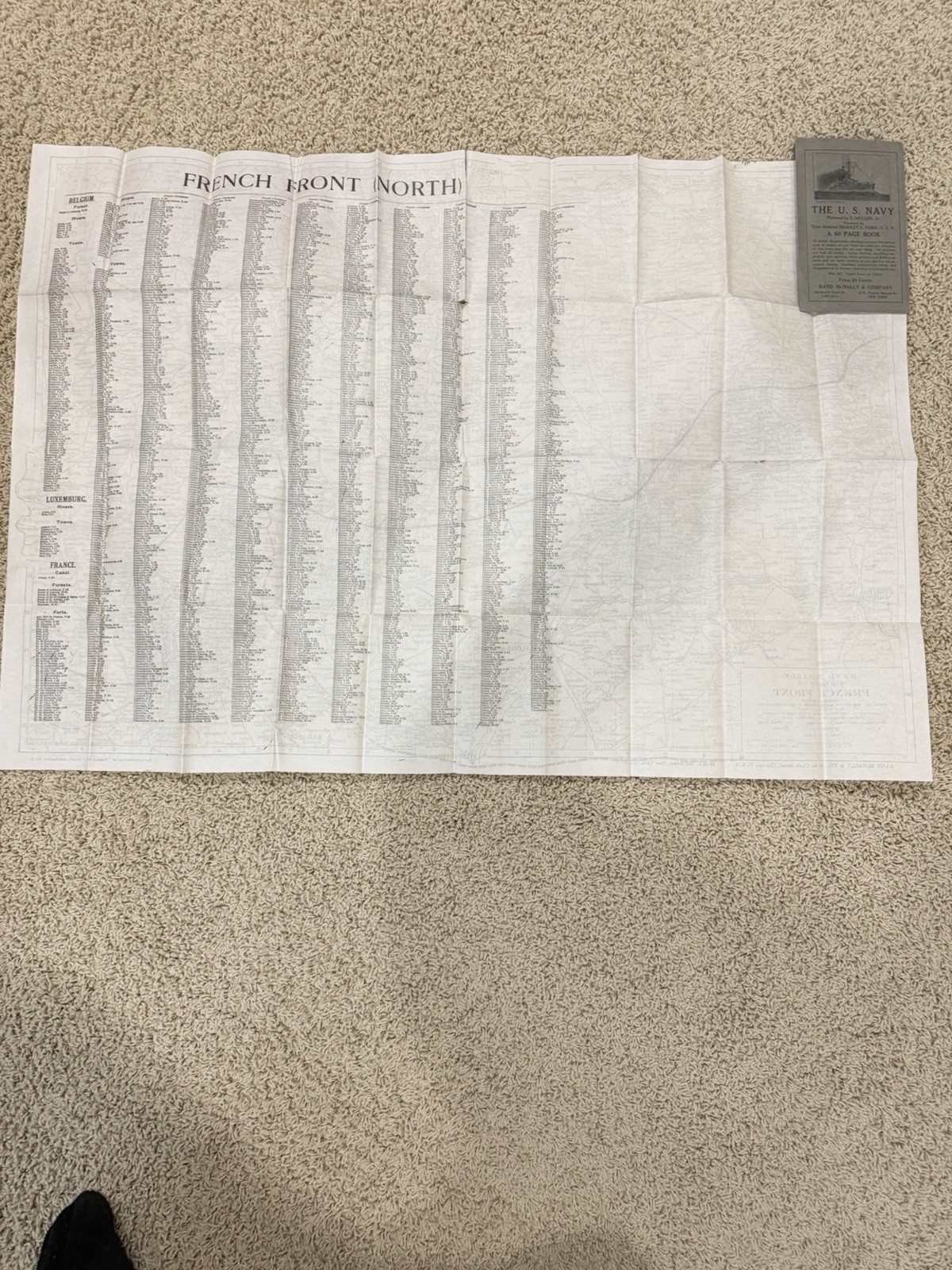 World War I Rand McNally War Map of French Front 1917 WWI EUC