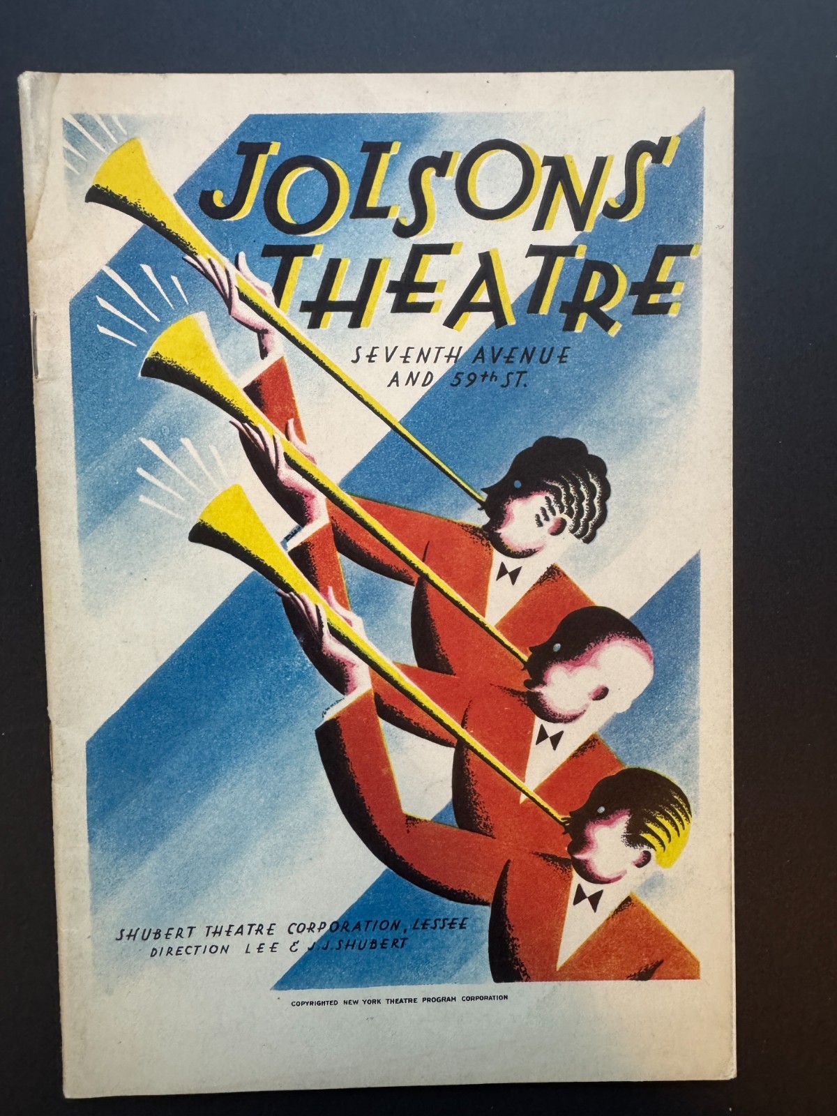 Vintage Broadway Theater Programs 1920s Art Deco Roxy, Jolsons, Majestic
