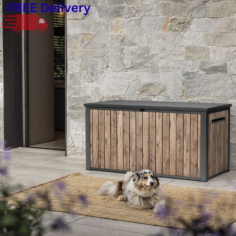 Keter 170 Gallon Deck Box Indoor Outdoor Storage Resin Lockable New