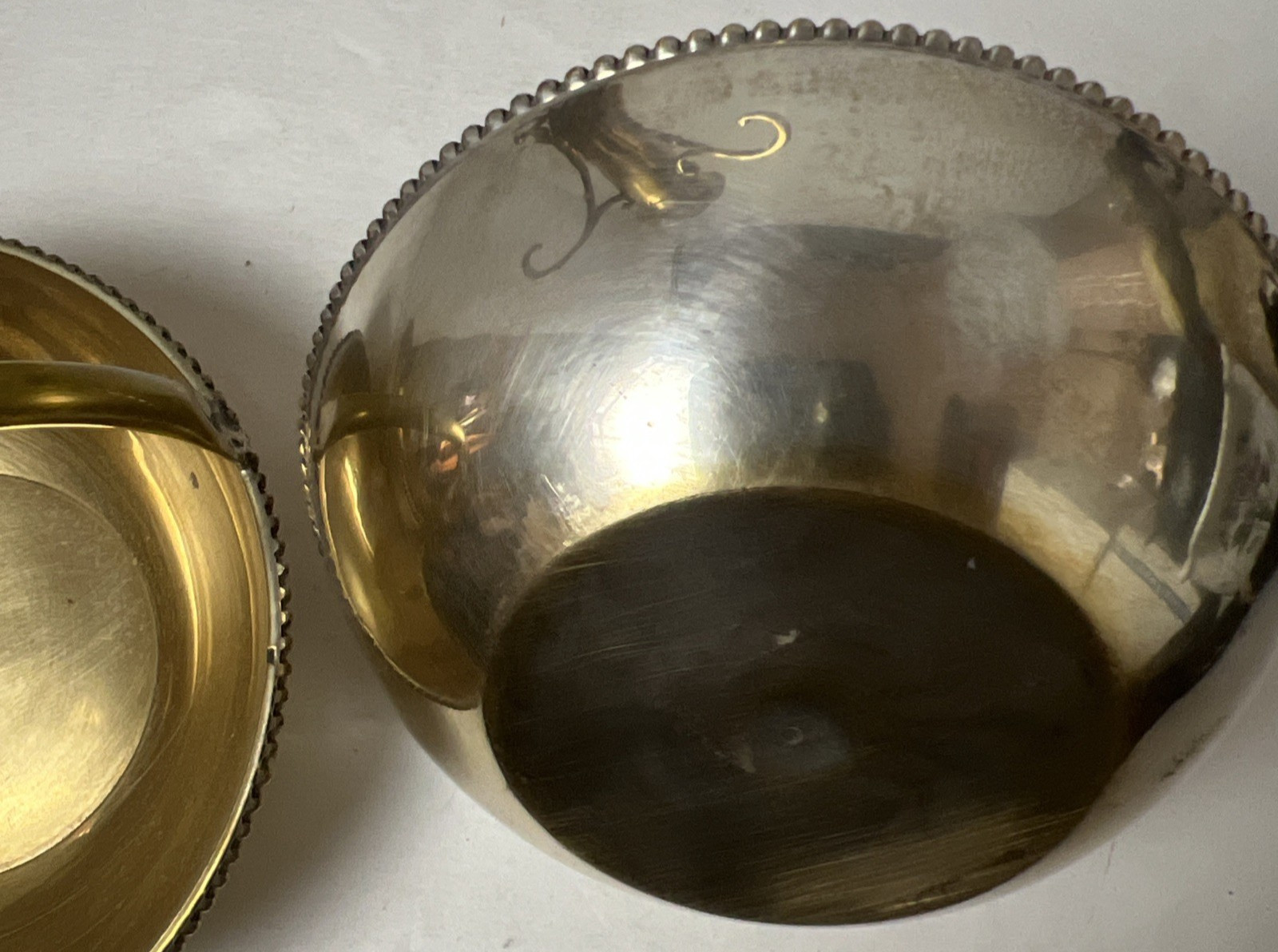 Antique Victorian Epergne Stand Gilt Silverplate Nickel 3 Hanging Bowls 11.5"