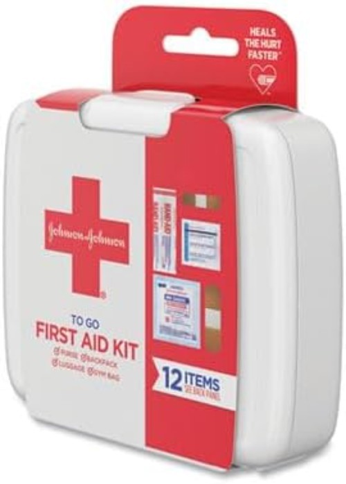 Johnson & Johnson Compact 12-Piece Travel First Aid Kit - Ultimate Safety On-...