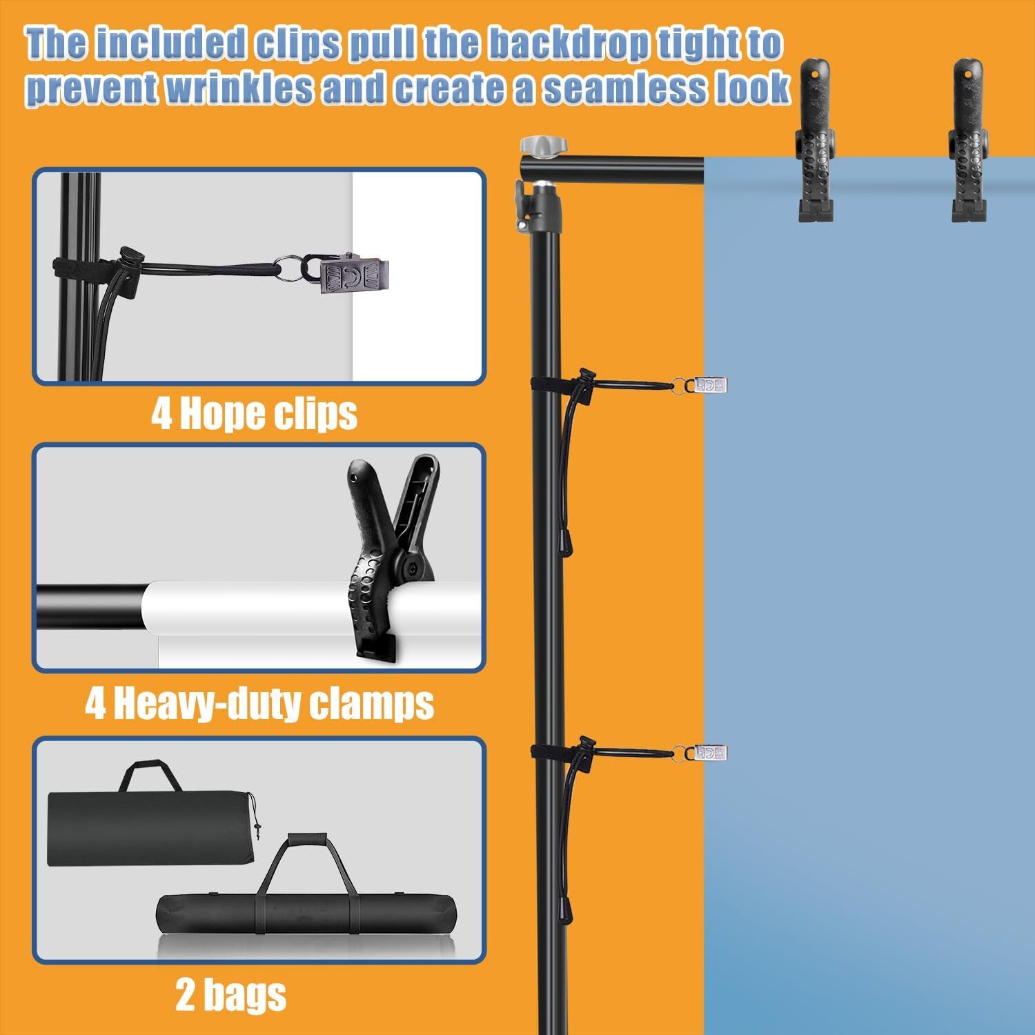 Versatile Heavy Duty Backdrop Stand, 10 * 7ft Adjustable Photo Background Stand