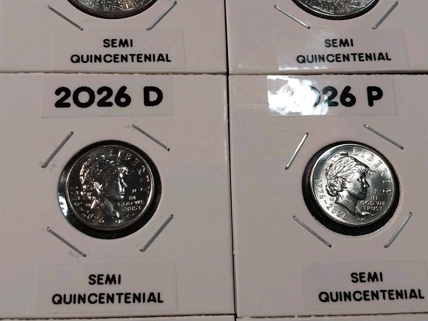 NEAR COMPLETE SET OF 2026 SEMI QUINCENTENIAL COINS IN HOLDERS WITH LABLES 9 PCS