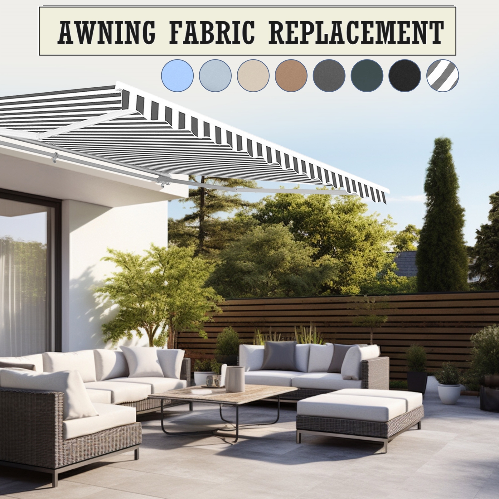 ALEKO Fabric Replacement for 20 x 10 feet Retractable Patio Awning Sunshade