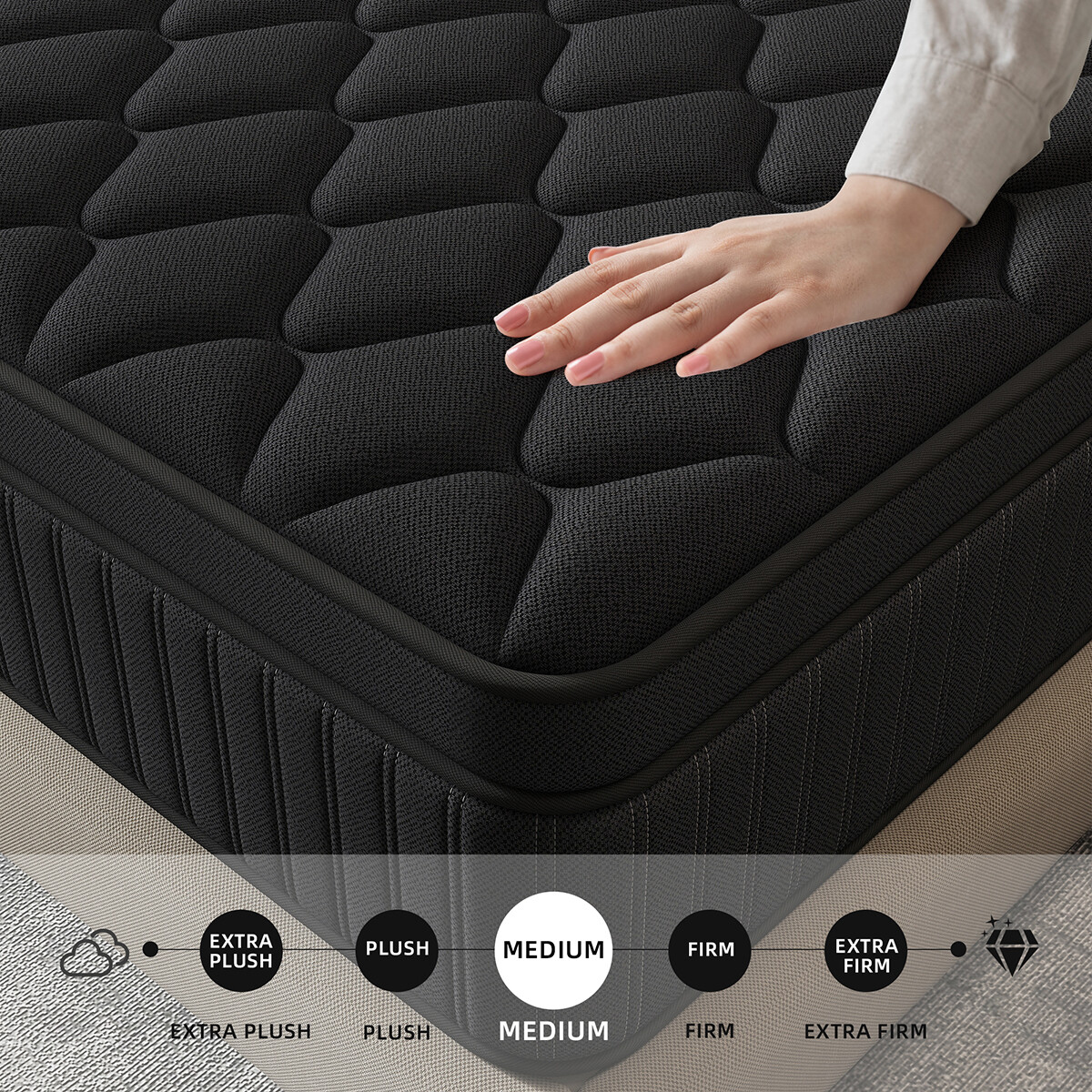 12/14 Inch Queen Size Mattress in a Box Gel Memory Foam Hybrid Pocket Spring Bed