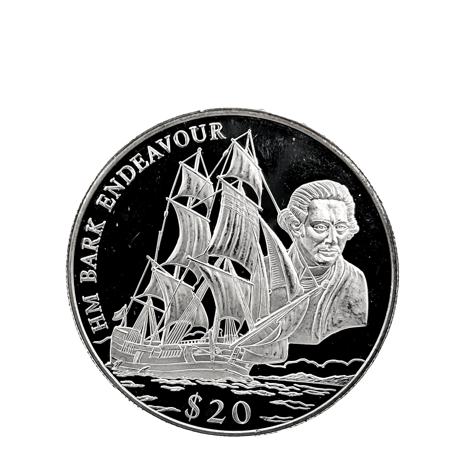 2000 LIBERIA $20 Dollars HM Bark Endeavour .999 Silver Proof Coin